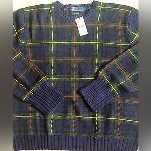 Polo Ralph Lauren Country Estate Navy Plaid Crewneck Sweater